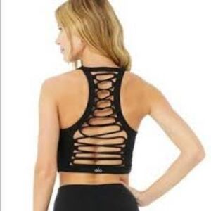 ALO Yoga Navy Lattice Back Bra Size Xs In Great Condition